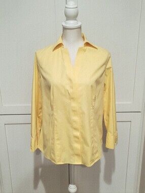 Taylor 100% Cotton Butter Yellow Non-Iron Button-Up Blouse | Size 6